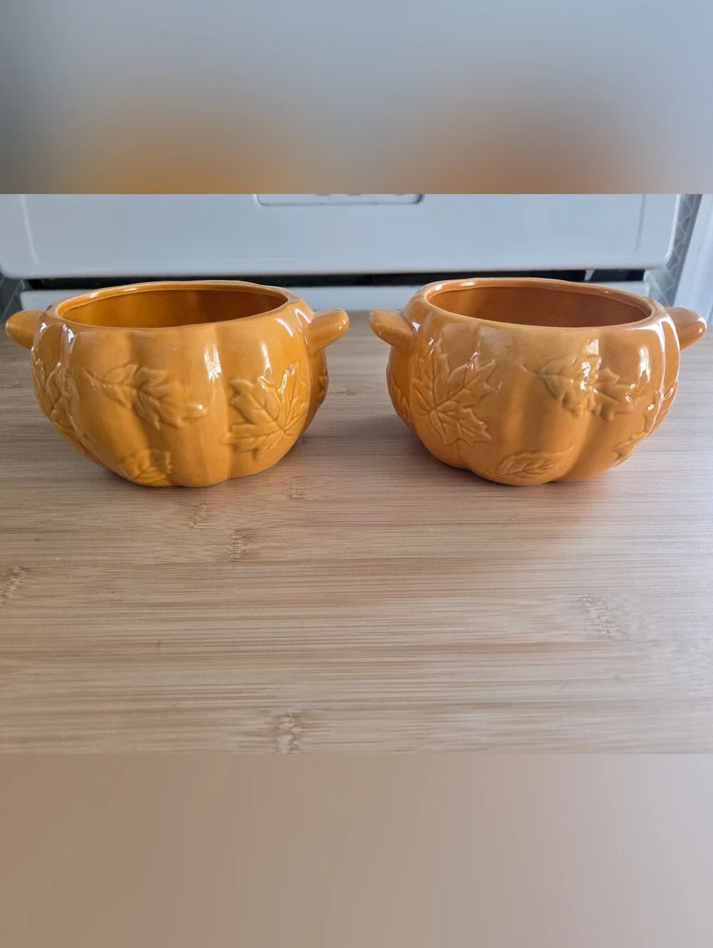 2 Orange Ceramic Pumpkin Bowls – Fall Home Accent - NWT